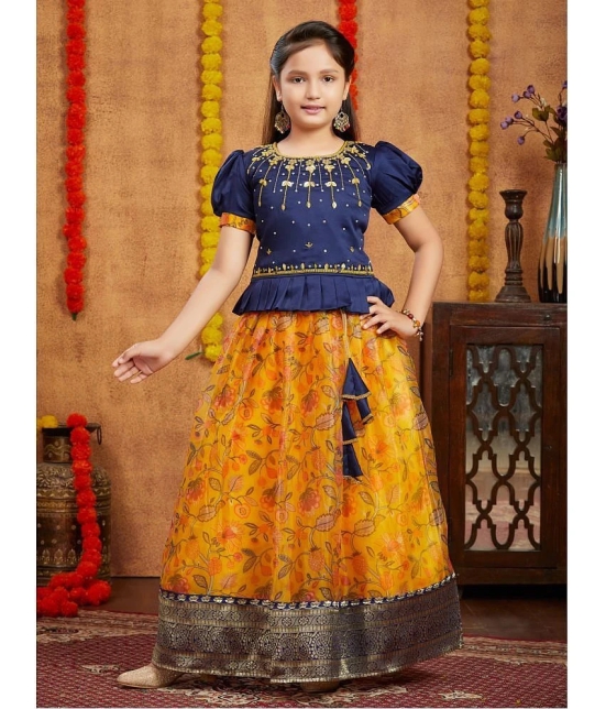 Aarika Navy Blue Silk Girls Lehenga Choli Set ( Pack of 1 ) - None