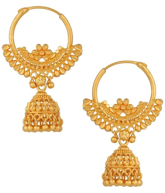 VIVASTRI Golden Jhumki Earrings ( Pack of 1 ) - Golden