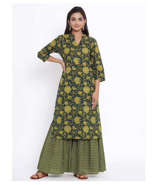 miravan Cotton Kurti With Sharara And Gharara - Stitched Suit - XXL