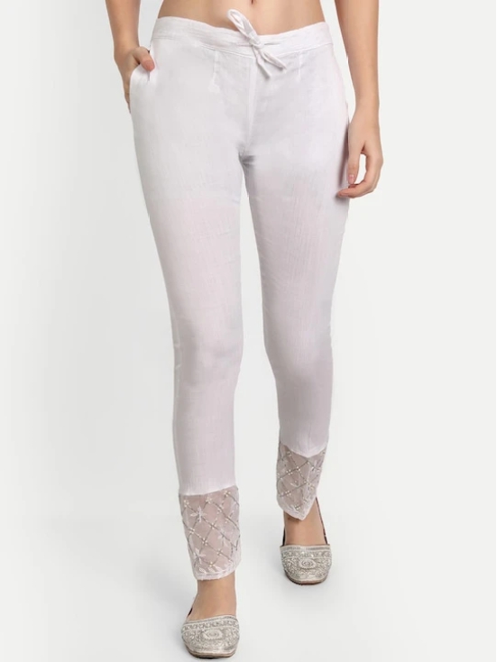 Women White Cigarette Trouser