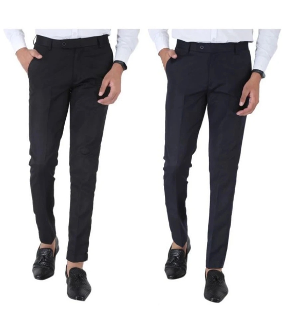 SREY - Black Polycotton Slim - Fit Mens Chinos ( Pack of 2 ) - None