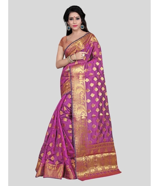 Gazal Fashions - Pink Banarasi Silk Saree With Blouse Piece ( Pack of 1 ) - Pink