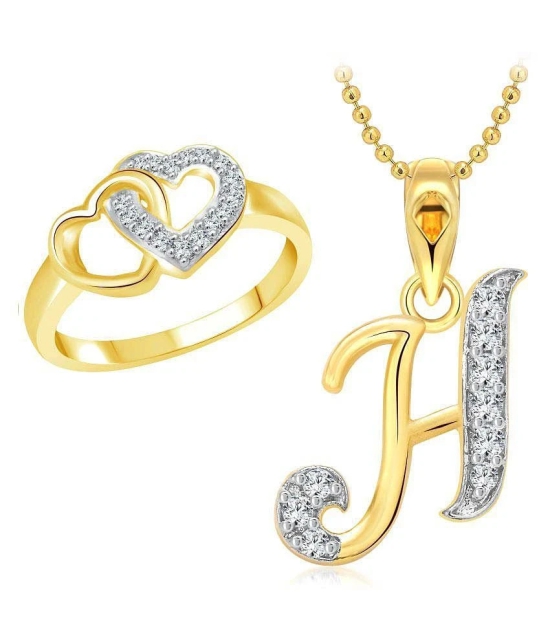 Vighnaharta Alloy Heart Ring with H Pendant Gold Plated Jewellery Combo - 12