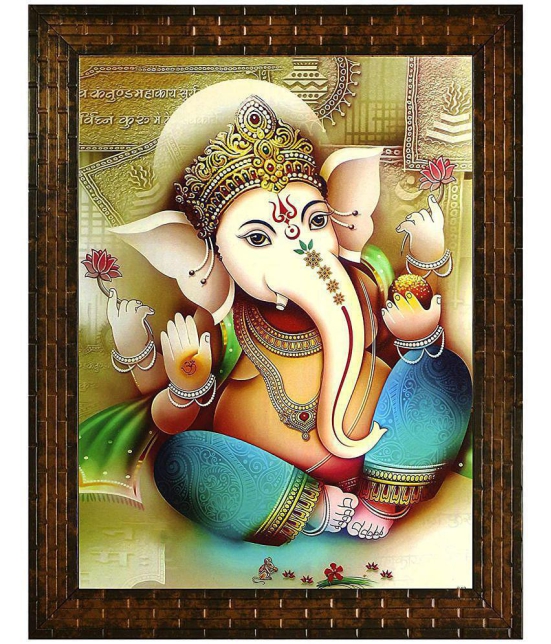 Indianara LORD GANESHA Painting -Synthetic Wood Multicolour