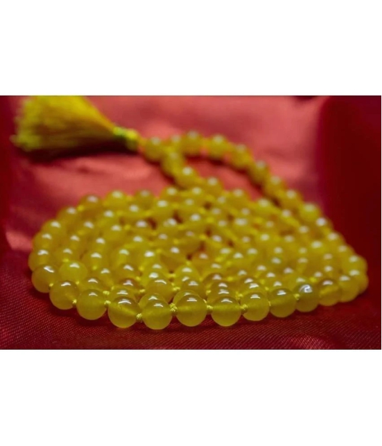 TEVATIYA Rosary 8 MM Yellow Hakik Mala 1 Piece ( Pack of 1 )