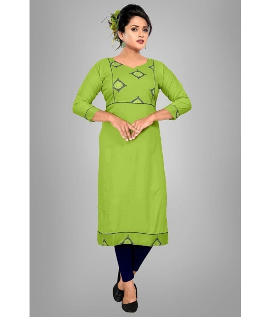 HAYA - Lime Green Rayon Womens Straight Kurti ( Pack of 1 ) - None