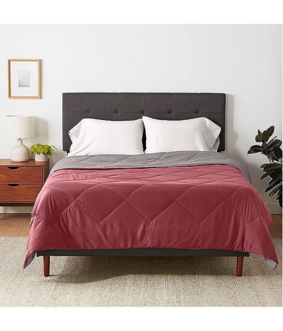 HOMETALES Microfiber Solid Reversible Single Comforter ( 150 x 210 ) - Maroon & Grey