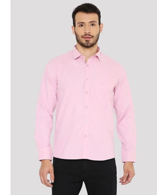 Maharaja Cotton Blend Slim Fit Solids Full Sleeves Mens Casual Shirt - Pink ( Pack of 1 ) - None