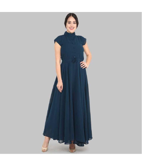 JASH CREATION - Blue Georgette Women's Fit & Flare Dress ( Pack of 1 ) - None