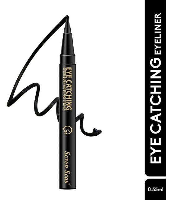 Seven Seas Intense Black Waterproof | Anti-Smudge | Jet Black | Eye Catching Sketch Eyeliner (BLACK)