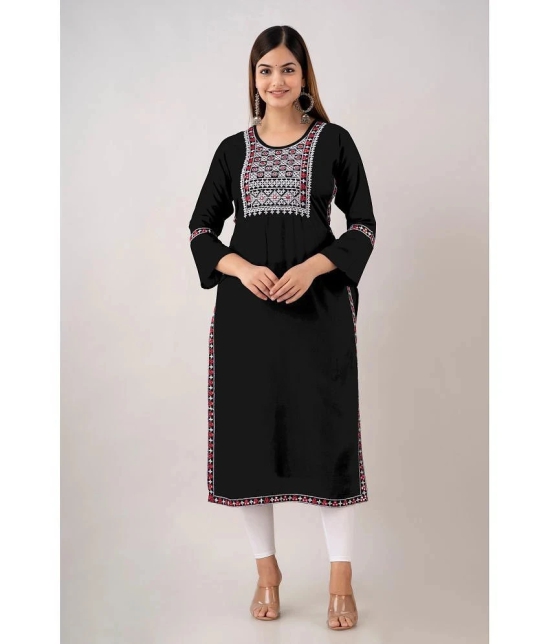 Kapadia - Black Rayon Womens Straight Kurti ( Pack of 1 ) - None