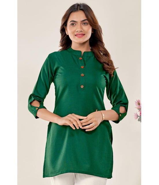 Glomee - Green Cotton Women's Tunic ( Pack of 1 ) - None