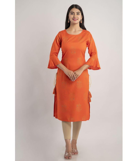 MAUKA - Orange Rayon Women's Straight Kurti ( Pack of 1 ) - None