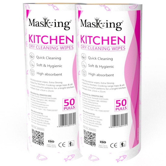 MASKING DRY KITCHEN ROLL ? Dry Kitchen Tissue, Towel Paper Roll, Dry Cleaning Wipe -2 Rolls (50 Pulls Per Roll) in Purple