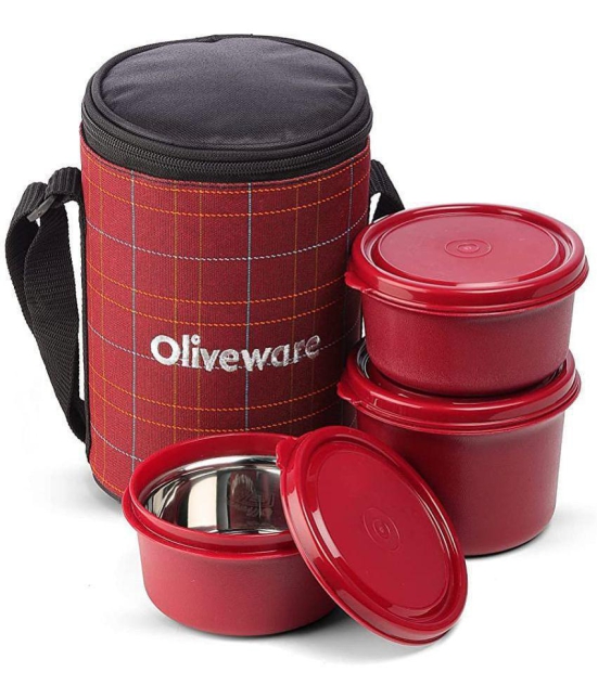 Oliveware Stainless Steel Lunch Box 3 - Container ( Pack of 1 )