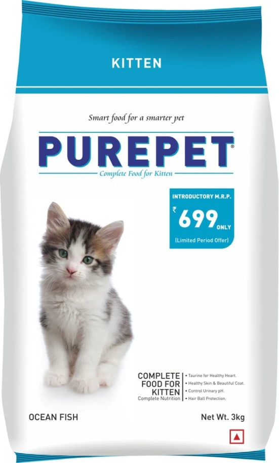 Purepet Ocean Fish Dry Young Cat Food, 3 Kg