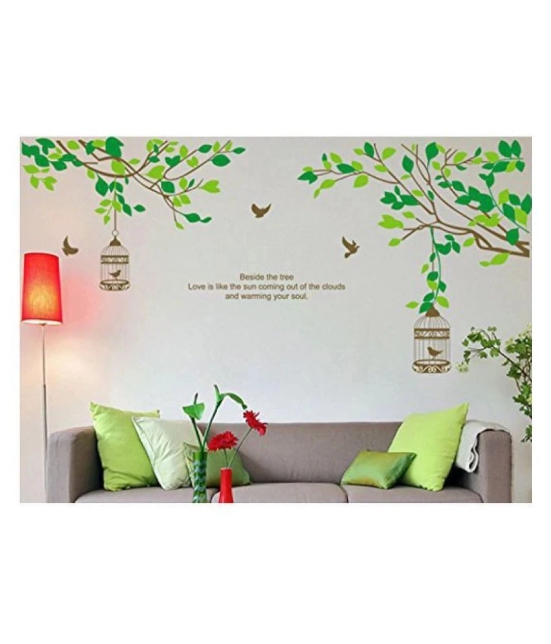 Print Mantras Tree Branches Birds Cage Wallstickers Nature Sticker ( 125 x 155 cms )