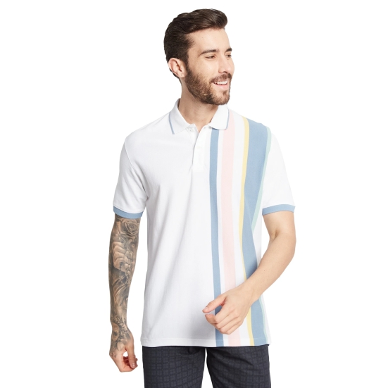 Octave Men Colourblocked Polo Collar T-Shirt