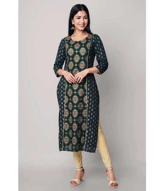 GOD BLESS - Green Rayon Womens Straight Kurti ( Pack of 1 ) - None