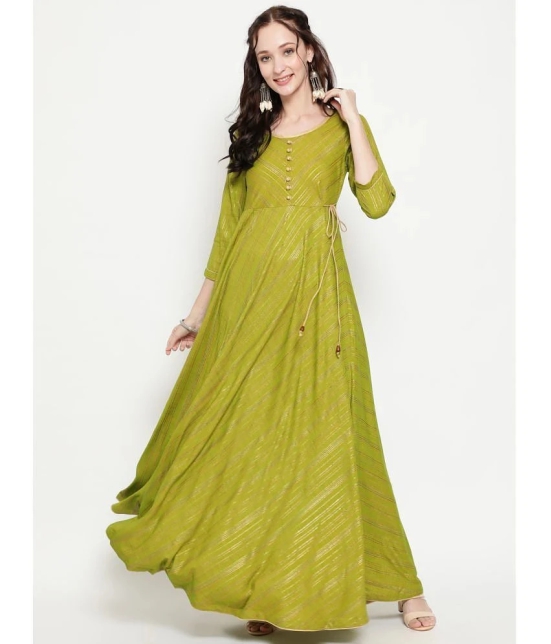 Antaran - Green Flared Viscose Womens Stitched Ethnic Gown ( Pack of 1 ) - None