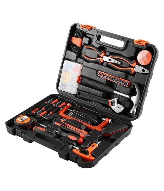 FAB Innovations 82 Pcs DIY Household Hand Tool Box with Screwdrivers Pliers Wrenches Hammer Saw Tool Kit Home Tool Set for Home Office Shed Garage Bike Car Electronics Test Repair Maintenanc