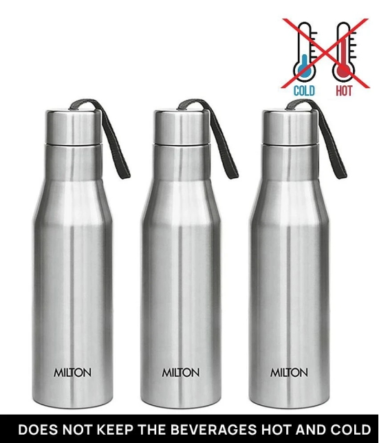 Milton Super 1000 Single Wall Stainless Steel Bottle, Set of 3, 1000 ml Each, Silver | 100% Leak Proof | Office Bottle | Gym Bottle | Home | Kitchen | Hiking | Treking Bottle | Travel Bottle