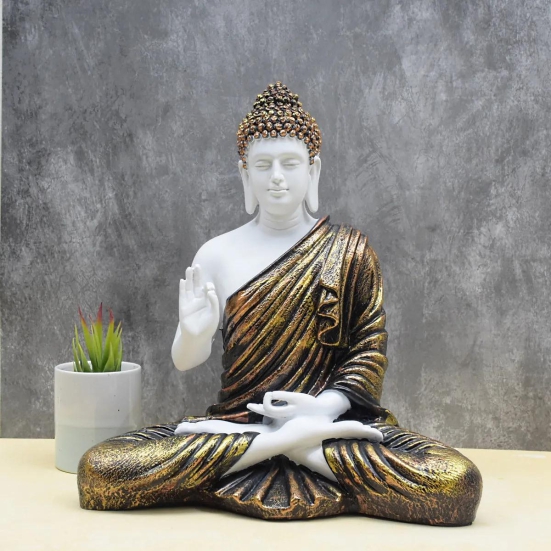 Large Blessing Buddha Statue : Silky Golden