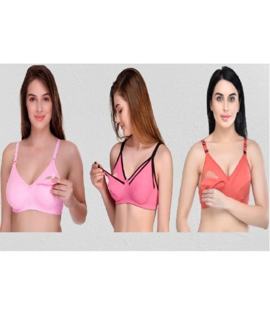 Zourt - Multicolor Cotton Solid Womens Maternity Bra ( Pack of 3 ) - 36B