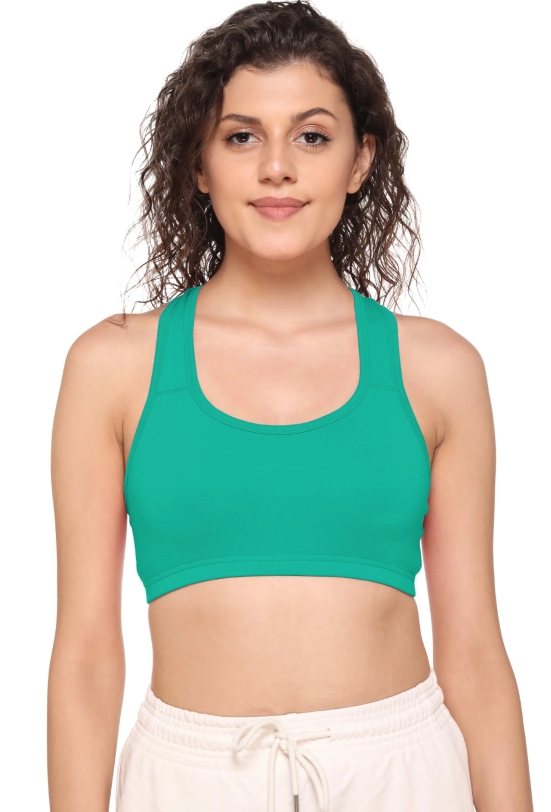 Sona Women Everyday Full Coverage Non padded Plus Size Stylish Racer back Sports Bra 012-Green-M / GREEN / Cotton