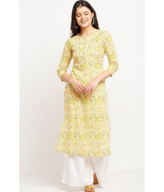 Rajnandini - Yellow 100% Cotton Women's A-line Kurti ( Pack of 1 ) - None