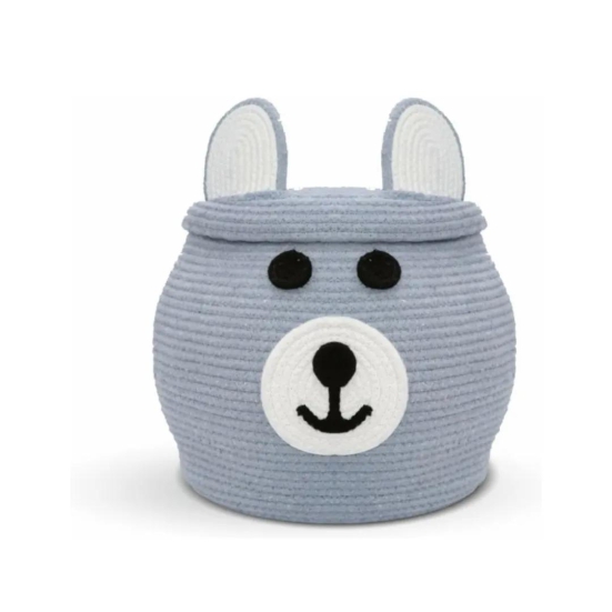 Kids Toy Storage Basket with Lid-Grey