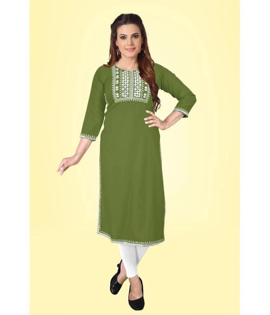 Kapadia - Green Rayon Womens Straight Kurti ( Pack of 1 ) - None