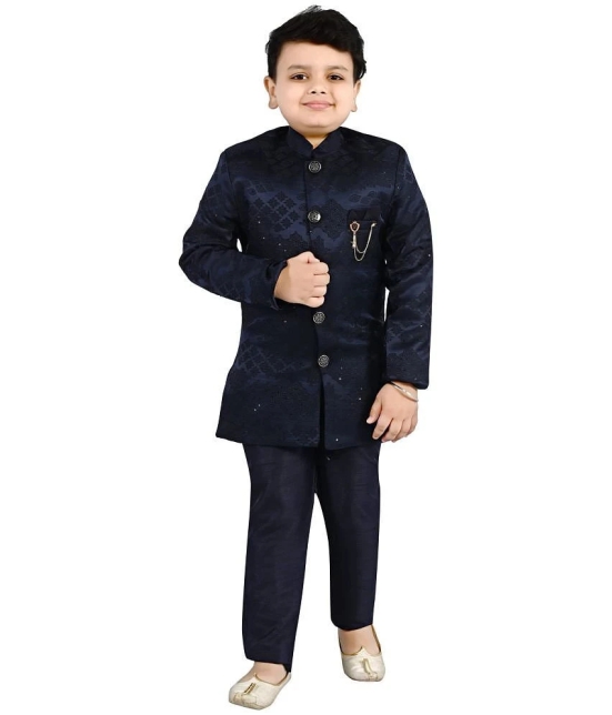 Arshia Fashions Blue Silk Blend Boys Indo Western Blazer & Pant Set ( Pack of 1 ) - None