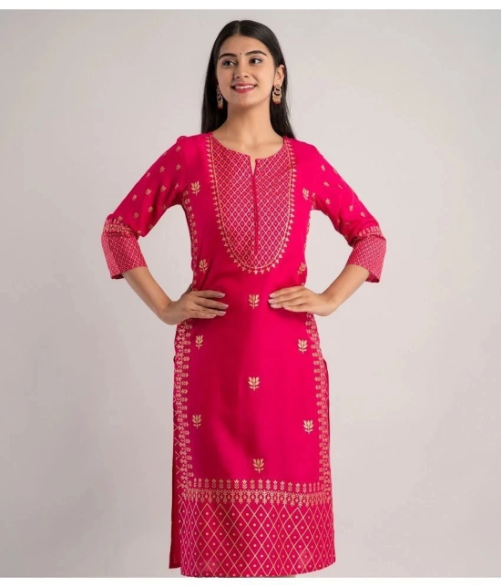 MAUKA - Pink Rayon Womens Straight Kurti ( Pack of 1 ) - None