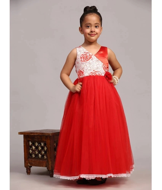 Toy Balloon Kids Red Net Girls Fit And Flare Dress ( Pack of 1 ) - None