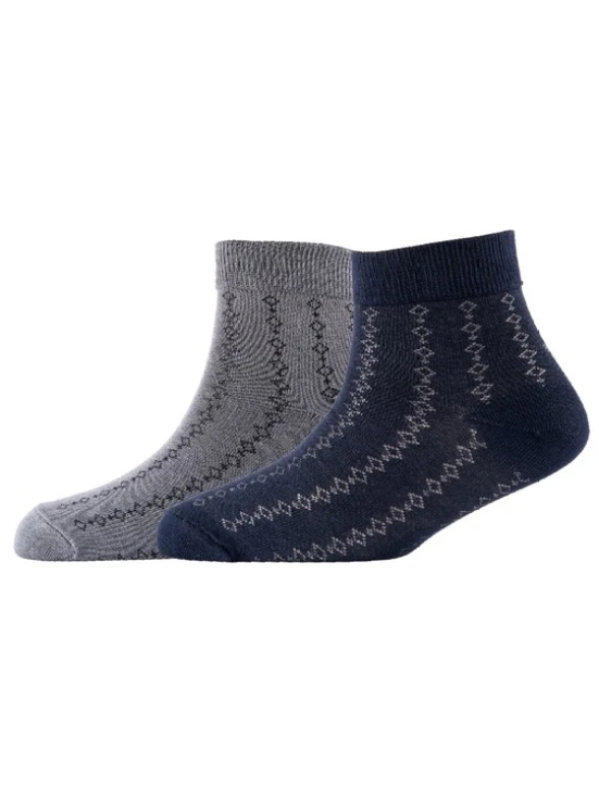 Men Pack Of 2 Patterned Cotton Ankle Length Socks