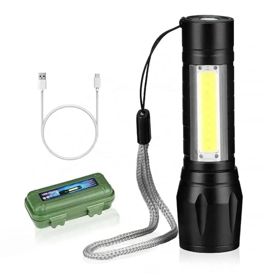 Uttamrobotics Electric Pocket Torch Plastic Rechargeable Flashlight with Hanging Rope