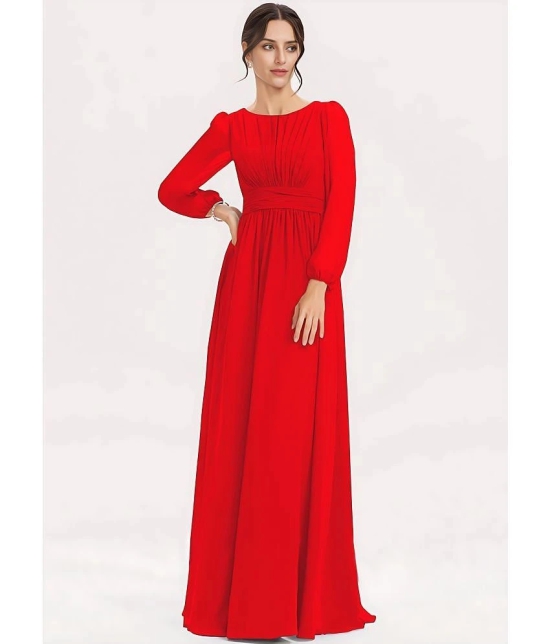 JASH CREATION - Red Georgette Womens Gown ( Pack of 1 ) - None