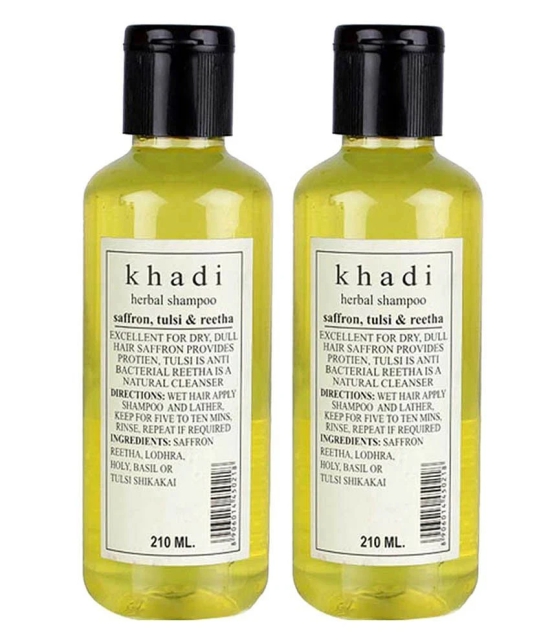 Khadi Herbal Saffron, Tulsi & Reetha Shampoo (Twin Pack) 210ml Each