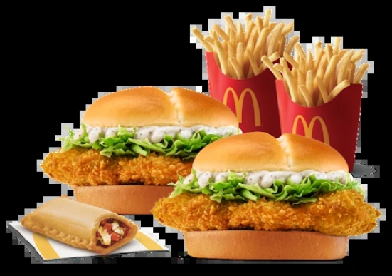 2 McCrispy Chicken Burger + 2 Fries (M) + Veg Pizza McPuff.