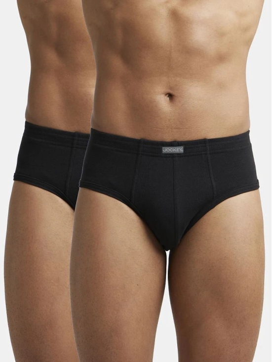 Jockey 1009 Men Super Combed Cotton Rib Solid Brief - Black (Pack of 2) - None