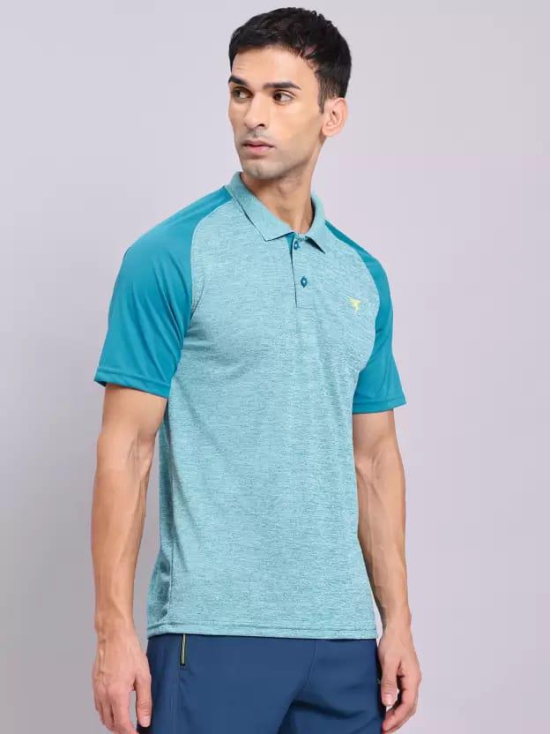 TECHNOSPORT Mens Solid Slim Fit T-Shirt - Teal