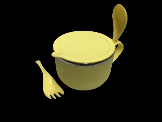 DYNAMIC STORE Dynore Maggi/ Soup/ Oats and Pasta Bowl With Fork & Spoon, Yellow 750 ml