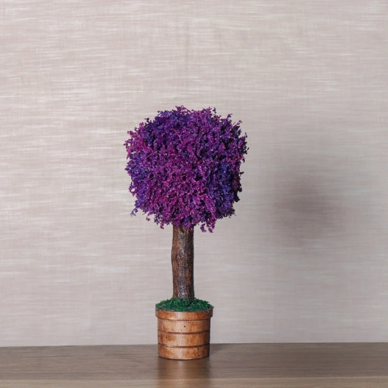 Handmade Bonsai Tree With Sola Flower Arrangement on Wooden Base