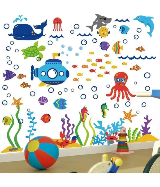 Decor Villa Sea animal PVC Multicolour Wall Sticker - Pack of 1