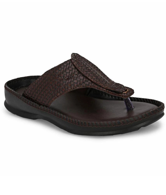 Leeport Brown Men's Thong Flip Flop - None