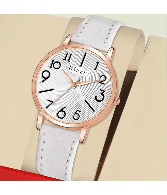 Septem White Leather Analog Mens Watch