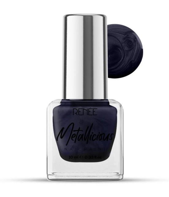 RENEE Metallicious Nail Paint - Navy Nebula, Quick Drying, Metallic Finish, Long Lasting, 10ml