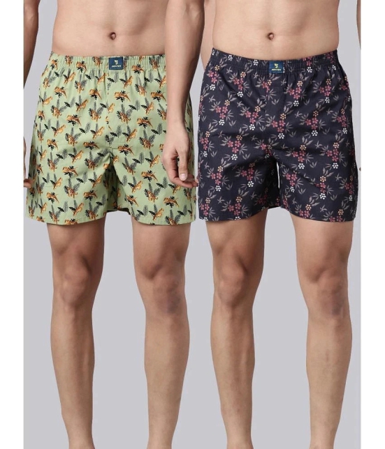 Joven Green Cotton Mens Boxer- ( Pack of 2 ) - None