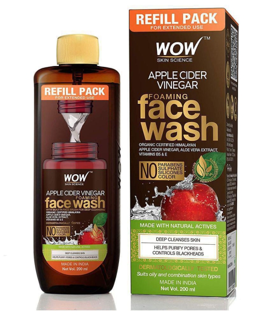 WOW Skin Science Apple Cider Vinegar Foaming Face Wash Refill Pack - 200mL